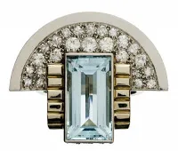 Bague Art Deco de Jean Despres en platine, or, diamants et aigue-marine, 1937