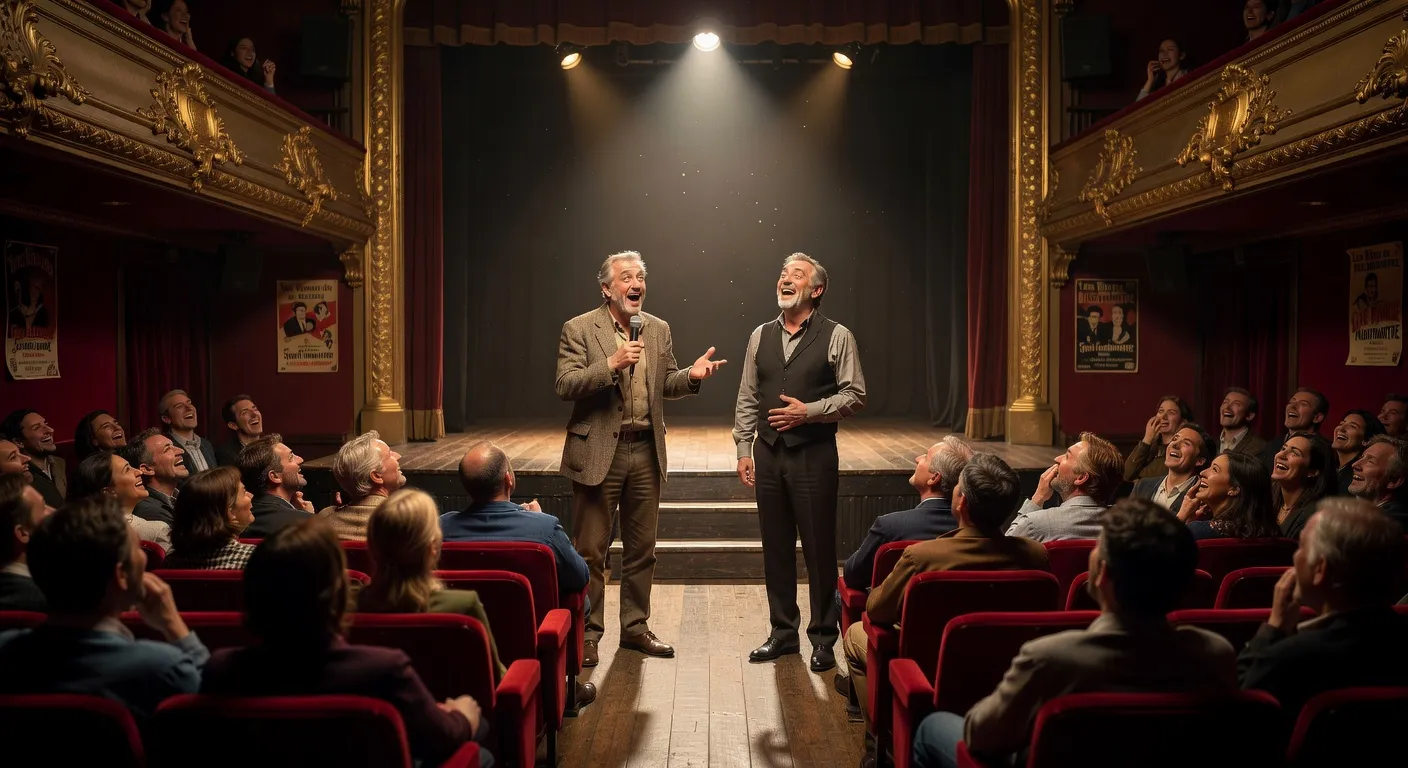 Comédiens sur scène, moment de performance théâtrale